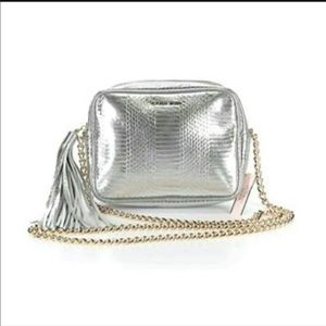 Victoria Secret silver snakeskin crossbody purse.